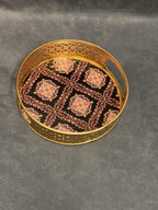 Circular Golden Tray With Pichwai Art Picture Set of 2
