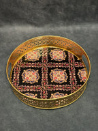 Circular Golden Tray With Pichwai Art Picture Set of 2