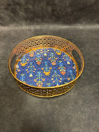 Circular Golden Tray With Pichwai Art Picture Set of 2