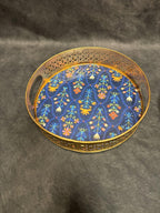 Circular Golden Tray With Pichwai Art Picture Set of 2