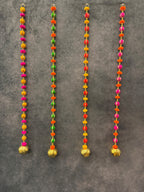 Bead Pom pom and Gold bell String