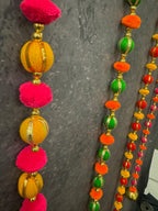 Bead Pom pom and Gold bell String