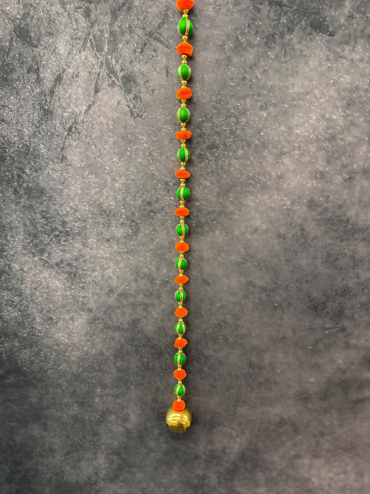 Bead Pom pom and Gold bell String