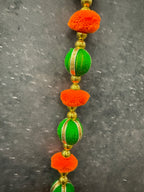 Bead Pom pom and Gold bell String