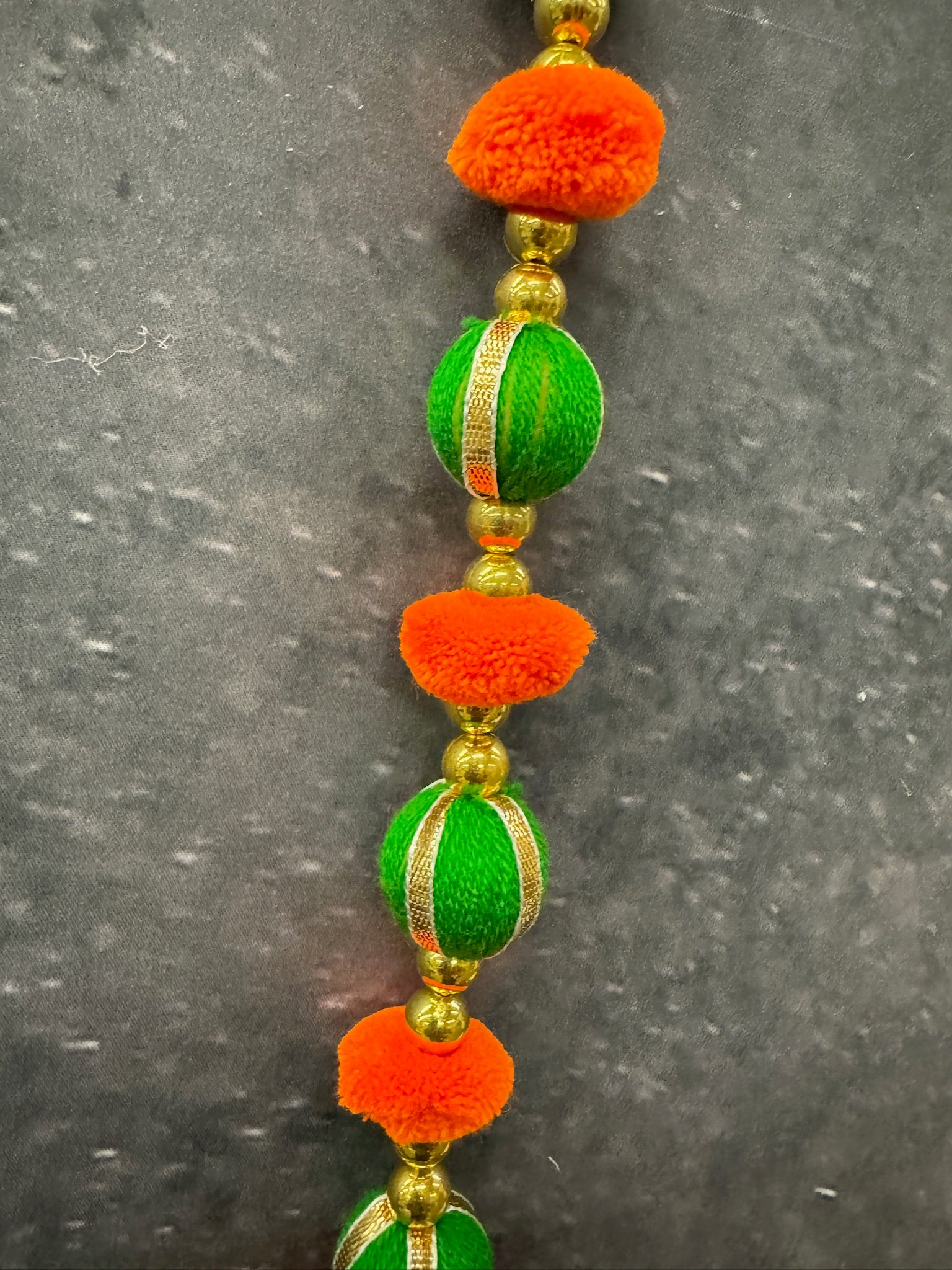 Bead Pom pom and Gold bell String