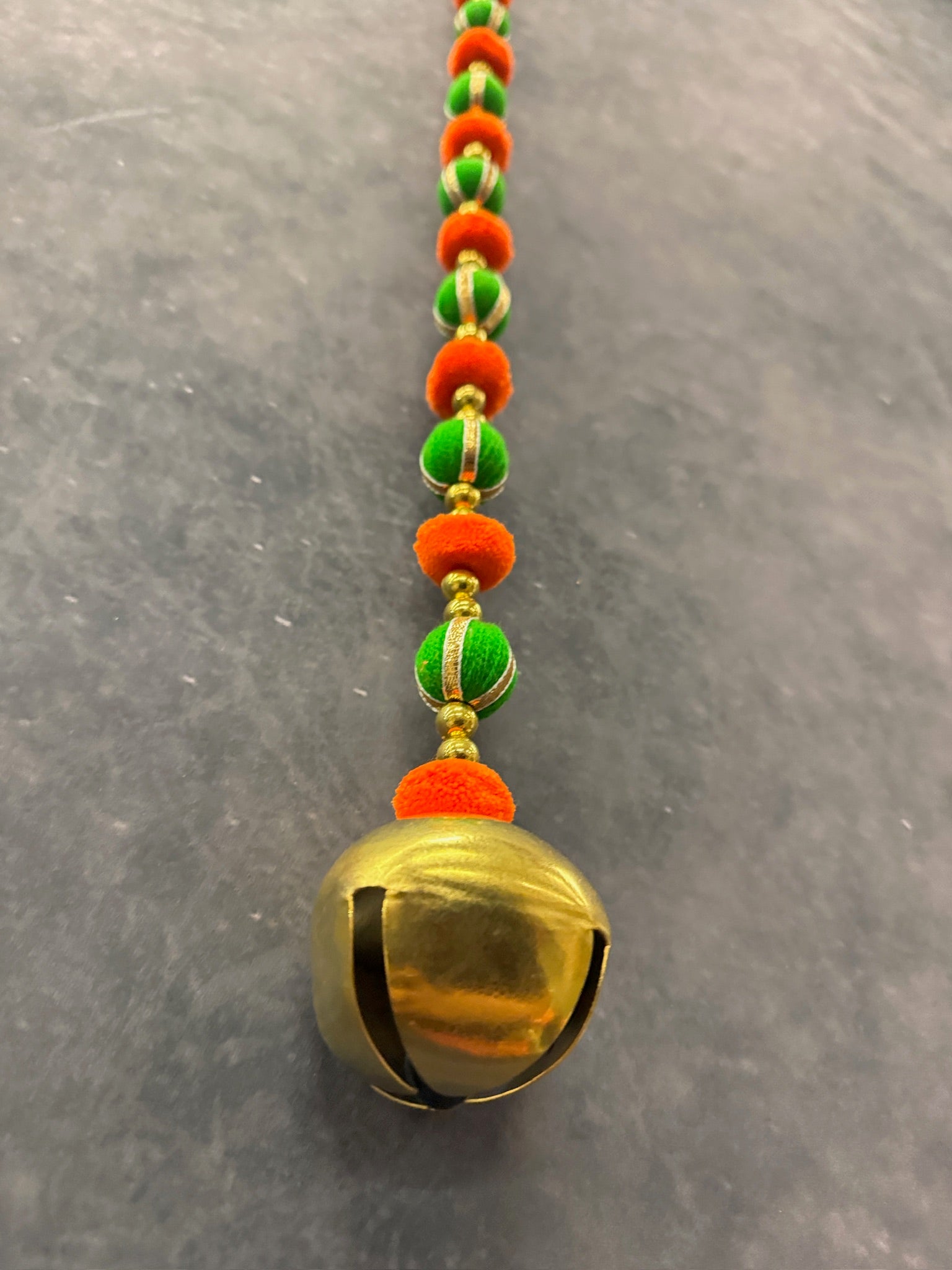 Bead Pom pom and Gold bell String