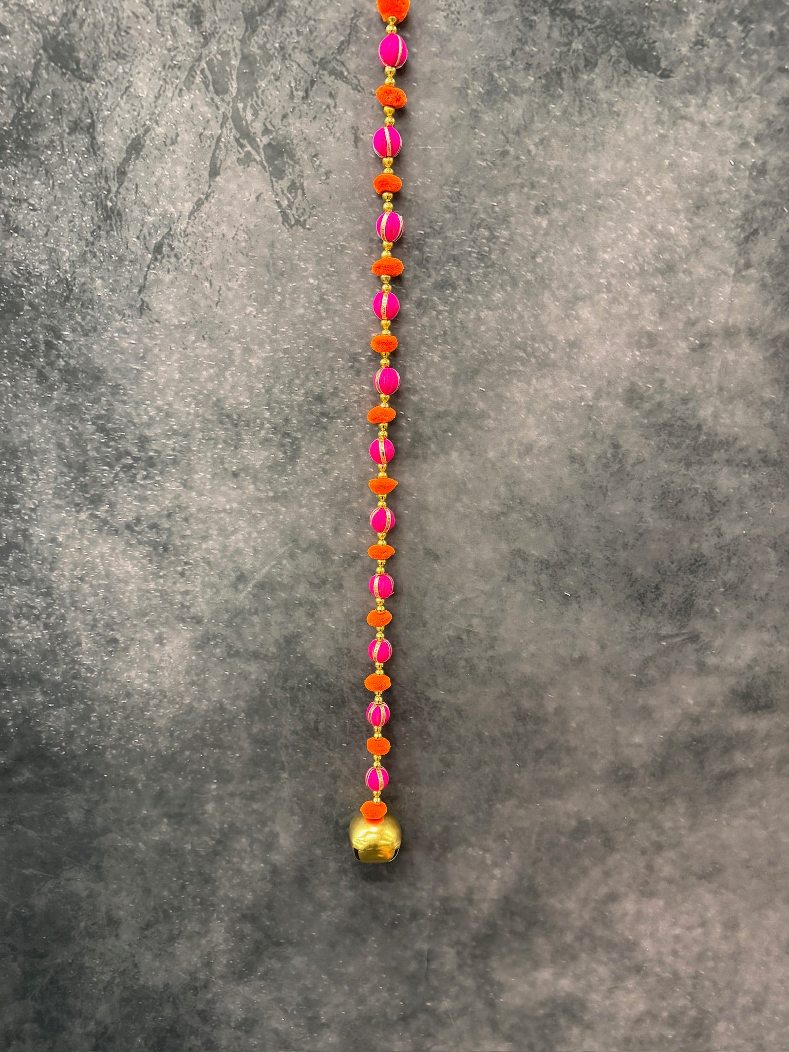 Bead Pom pom and Gold bell String