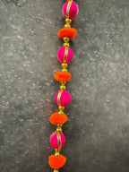 Bead Pom pom and Gold bell String