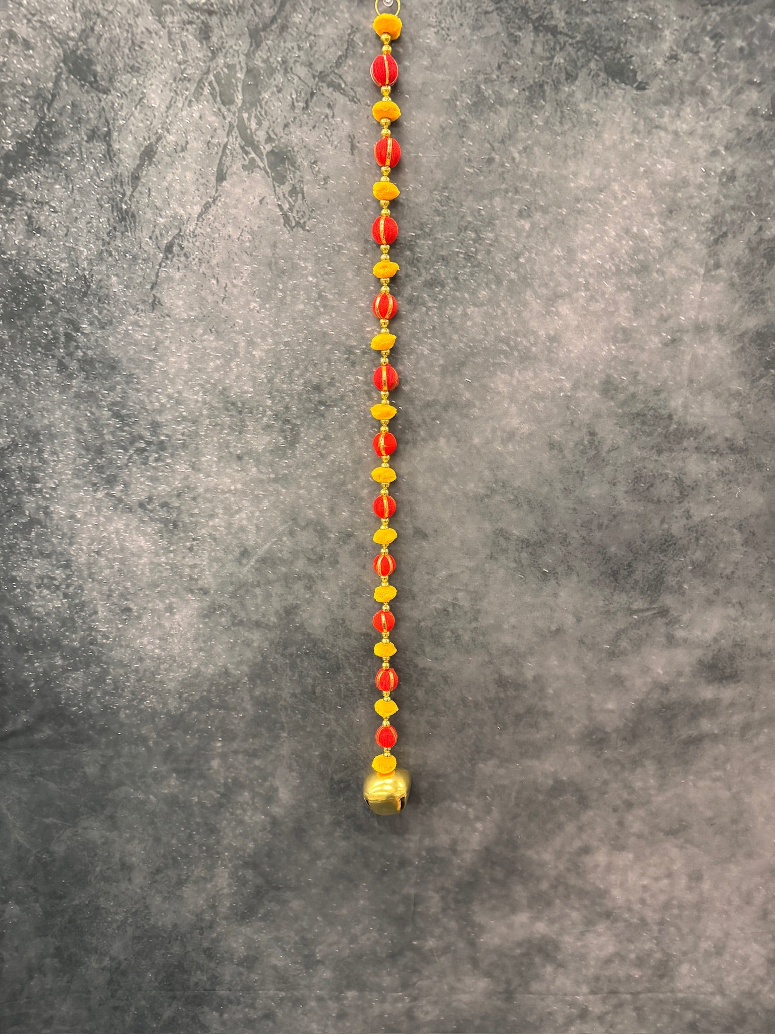Bead Pom pom and Gold bell String