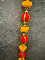 Bead Pom pom and Gold bell String