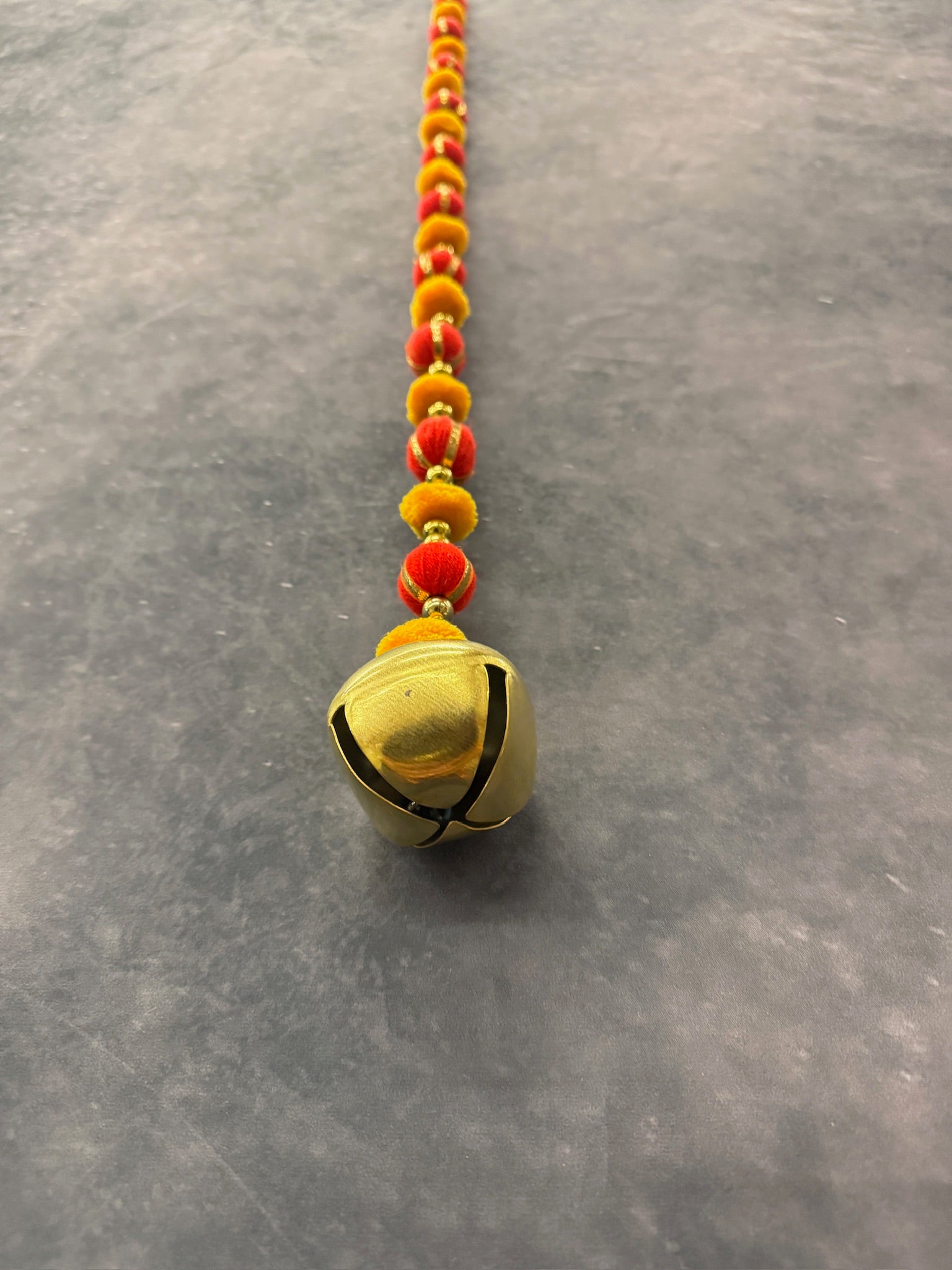 Bead Pom pom and Gold bell String