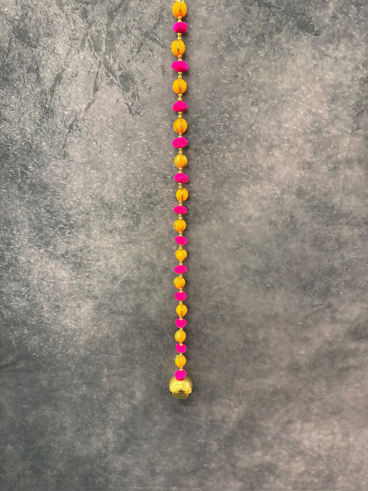 Bead Pom pom and Gold bell String