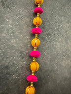 Bead Pom pom and Gold bell String