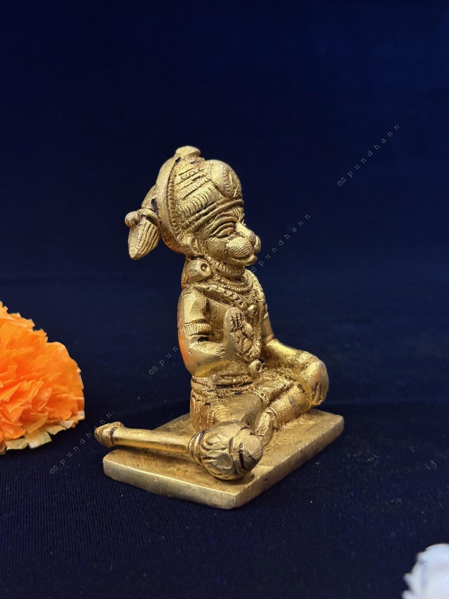 Sitting Hanuman Murti in Brass