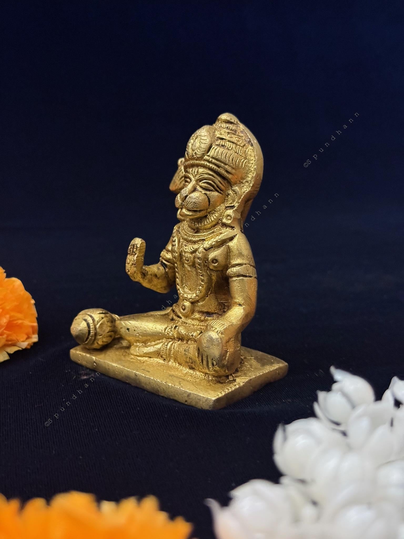 Sitting Hanuman Murti in Brass
