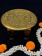 Round Chowki Gold and in Wood