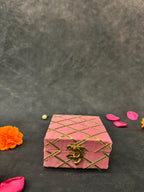 Square Criss Cross Gold Gotapatti Gift Box Only
