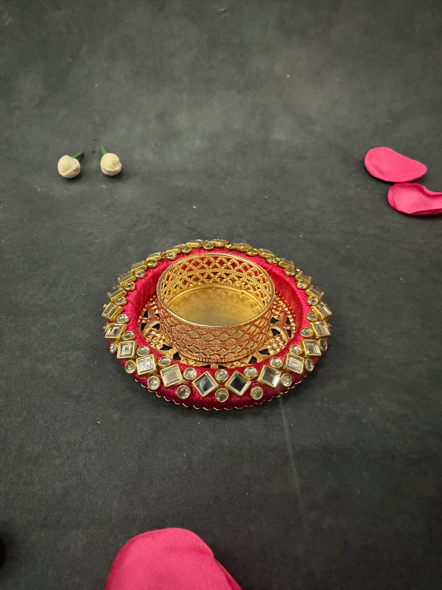 White Stone Studded Bangle Tea Light Holder