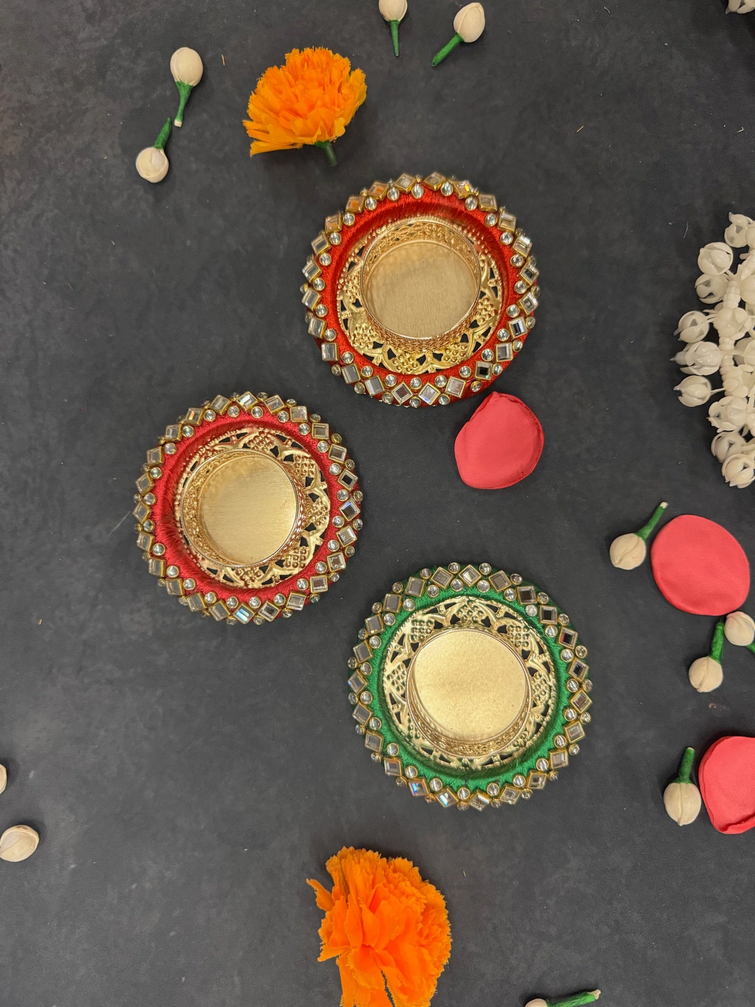 White Stone Studded Bangle Tea Light Holder