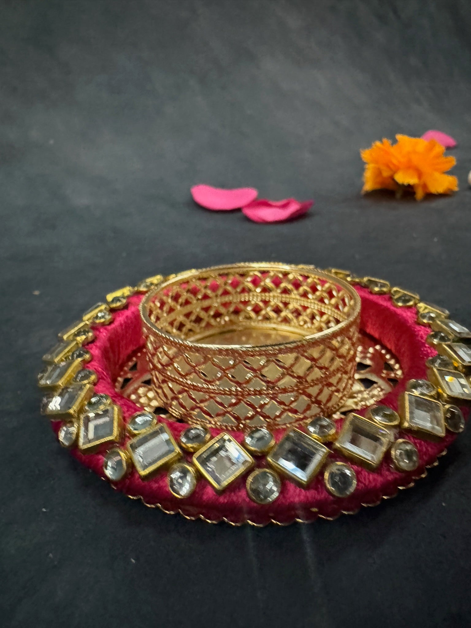 White Stone Studded Bangle Tea Light Holder