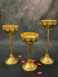 Mini Standing Lotus Urli with Cutwork Set of 3