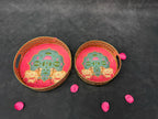 Circular Golden Tray With Pichwai Art Picture Set of 2