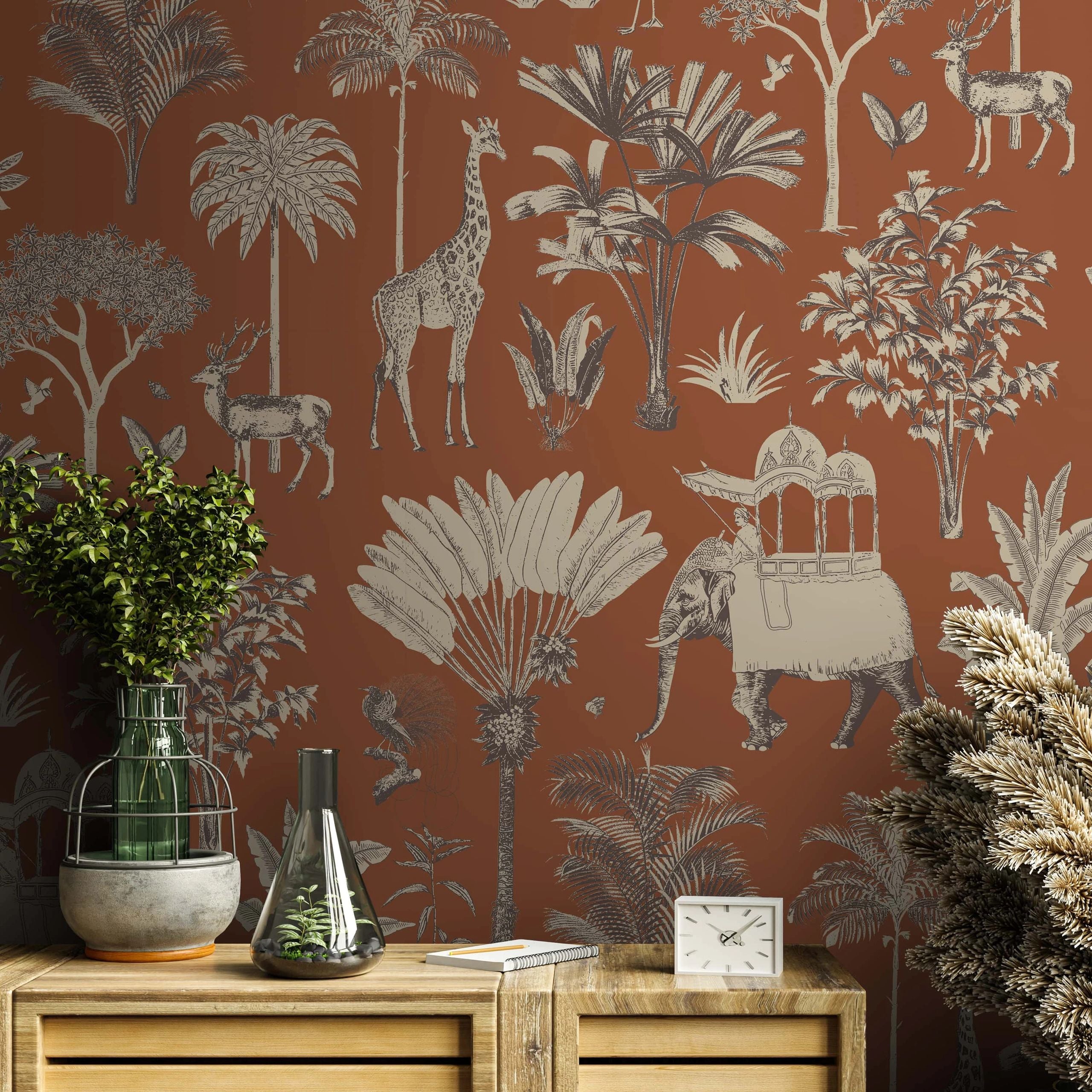 Life n Colors: 'Itihaas' - Stunning Retro Elephant Carriage Print Premium Wallpaper