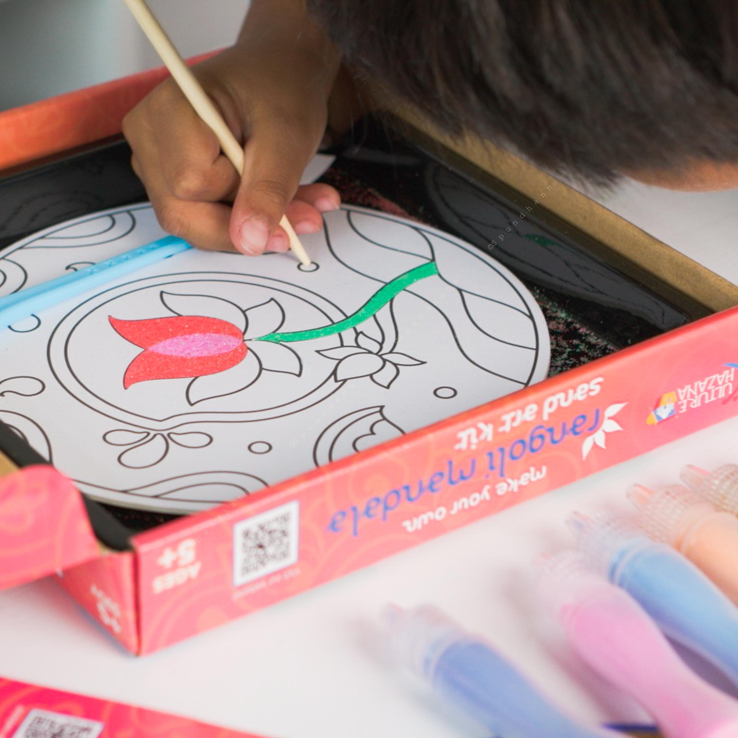 Make Your Own Rangoli Mandala Sand Art Kit - 4 cardboard coasters