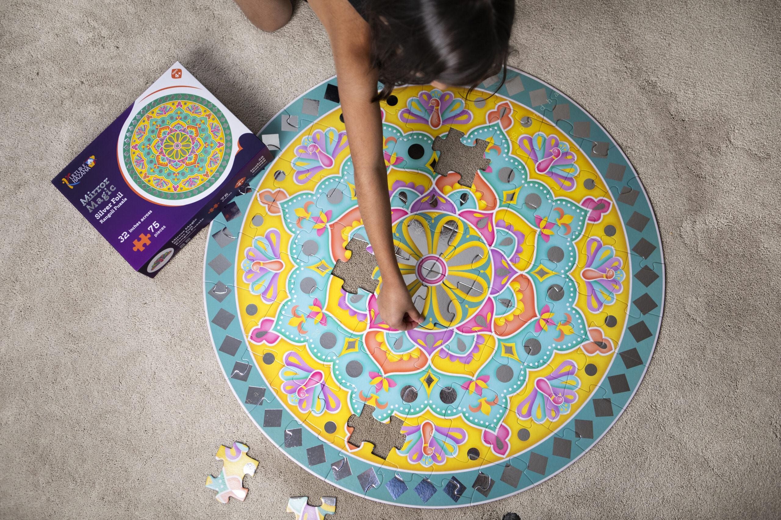 Mirror Magic Silver Foil Rangoli Puzzle - 75 pcs