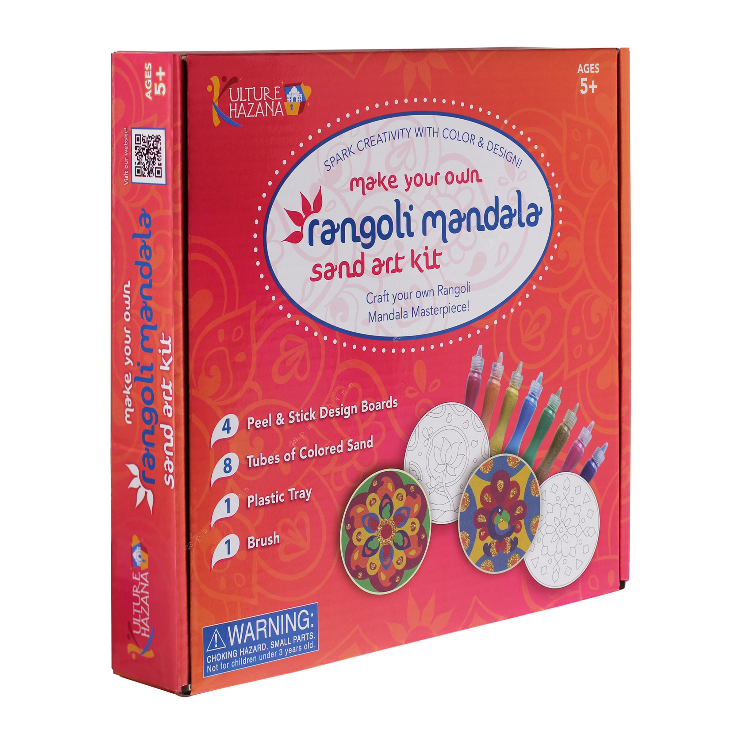 Make Your Own Rangoli Mandala Sand Art Kit - 4 cardboard coasters