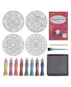 Make Your Own Rangoli Mandala Sand Art Kit - 4 cardboard coasters