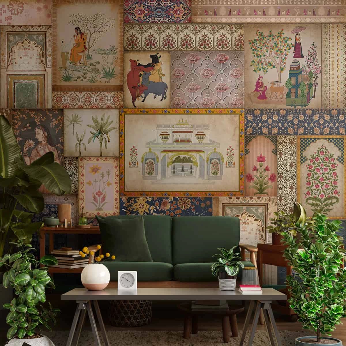 Life n Colors: 'Kahani' - Multi Indian Art Print Premium Wallpaper