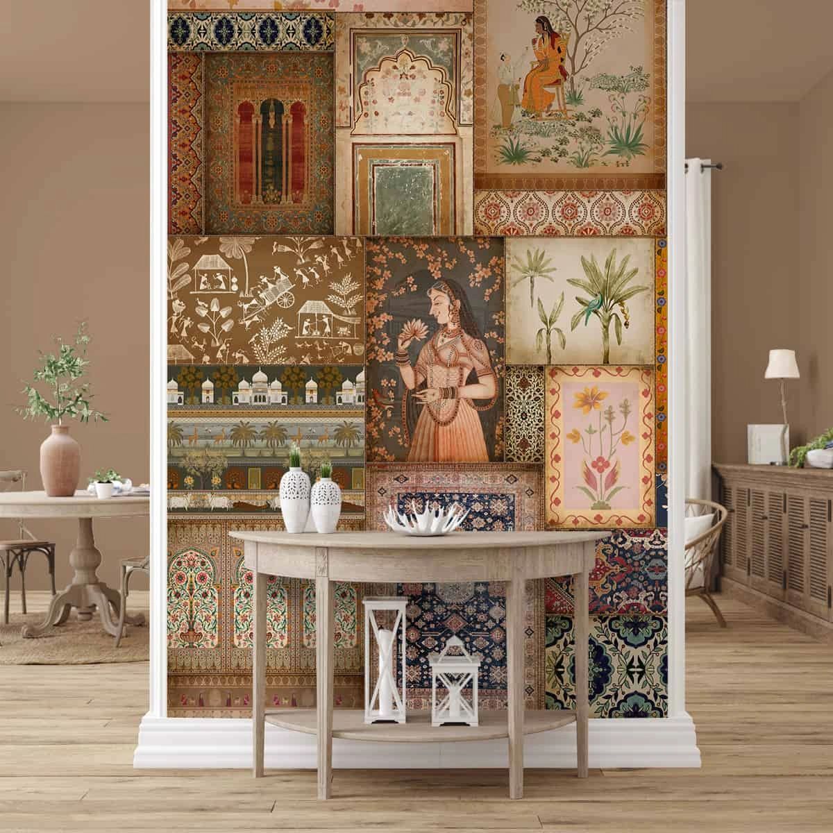 Life n Colors: 'Kahani' - Multi Indian Art Print Premium Wallpaper