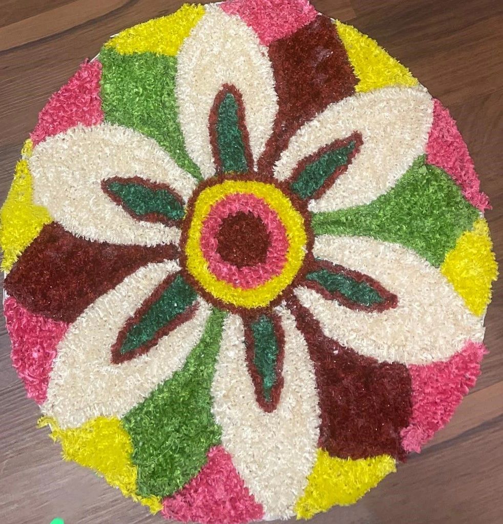 Floral Rangoli Floor Mat 3 ft