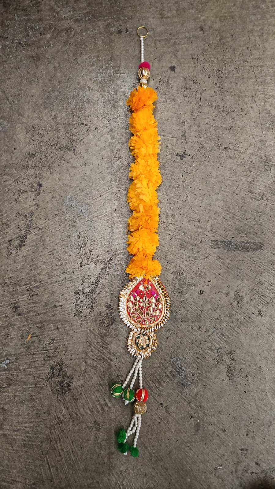 Marigold Gota Pearl and Ball with Tassel Hanging
