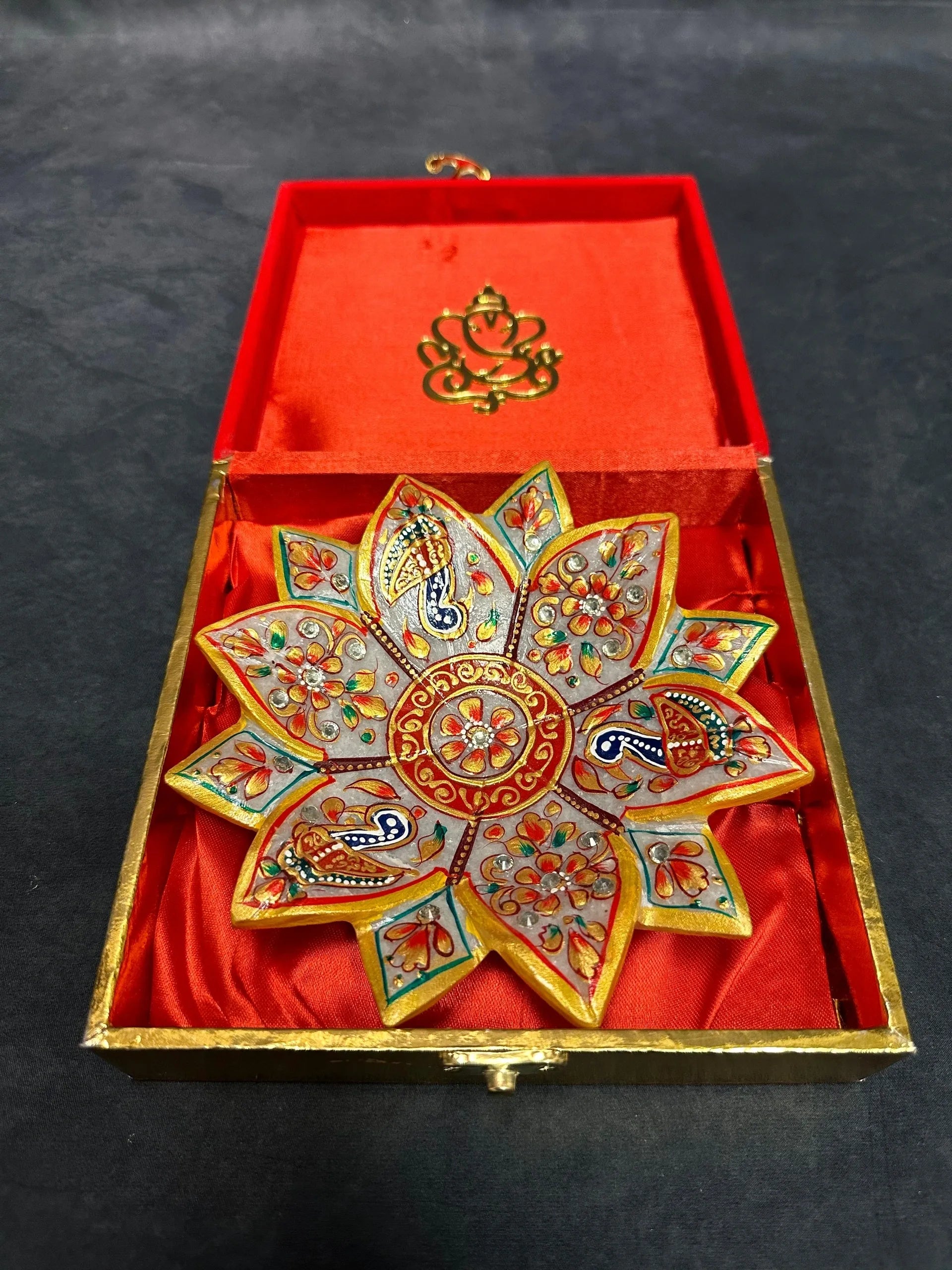 Meenakari Hand Painted Marble Flower With Gift Box