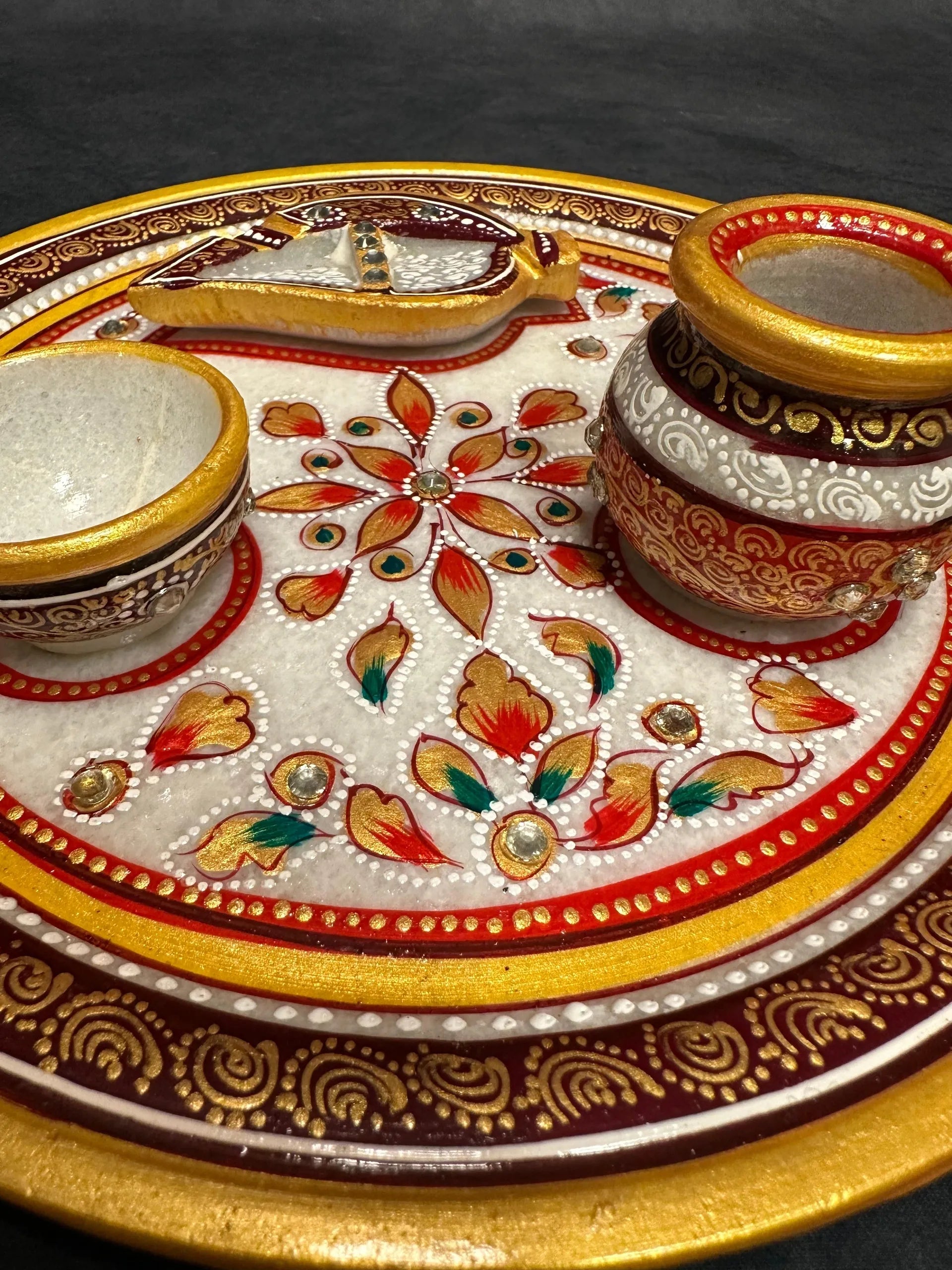 Meenakari Marble Pooja Thali