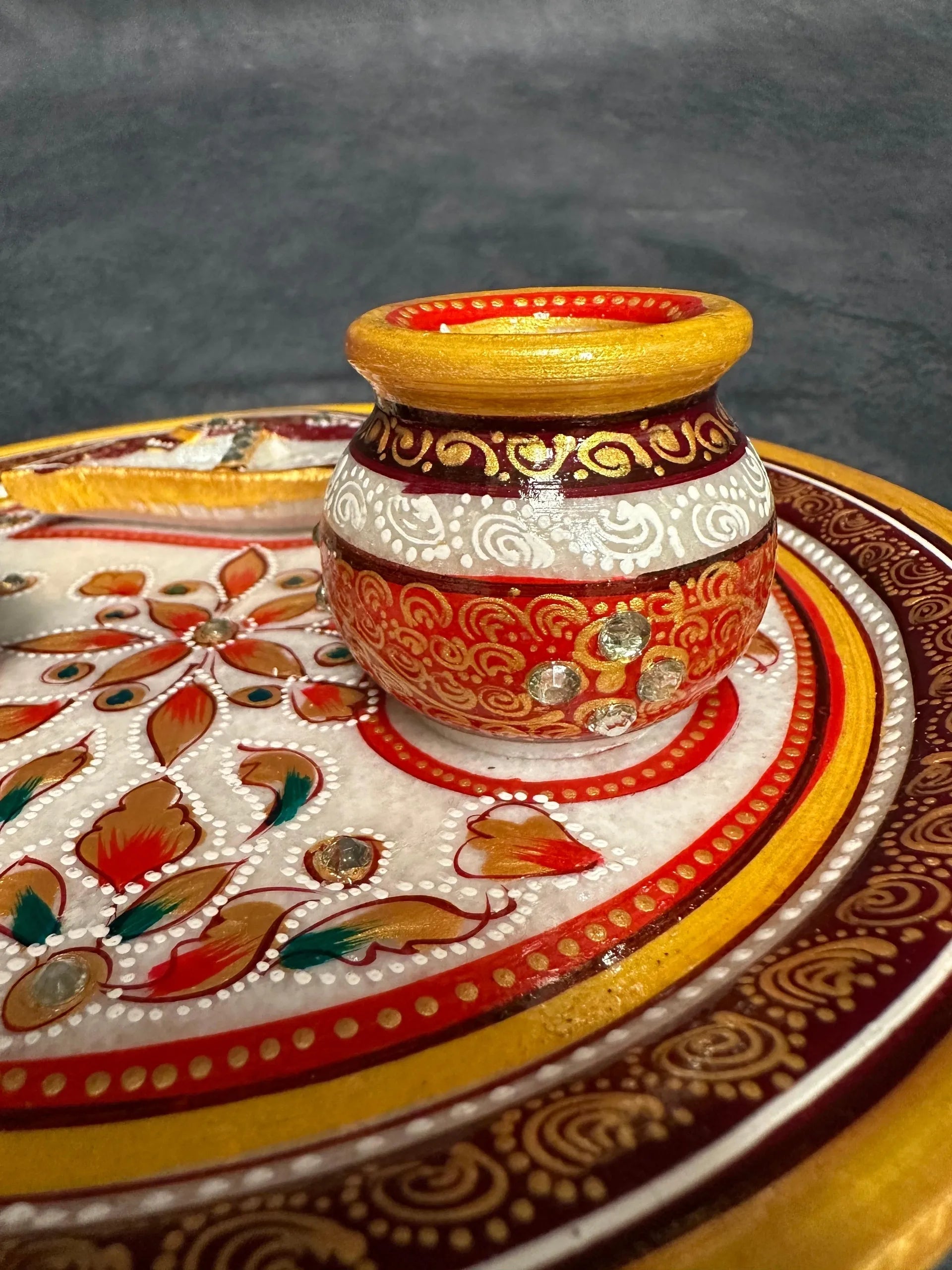Meenakari Marble Pooja Thali