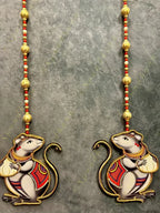Mouse Wooden Cutout With Pearl and Bead String Pair