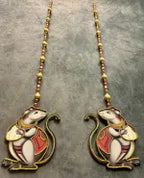 Mouse Wooden Cutout With Pearl and Bead String Pair