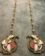 Mouse Wooden Cutout With Pearl and Bead String Pair