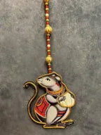 Mouse Wooden Cutout With Pearl and Bead String Pair