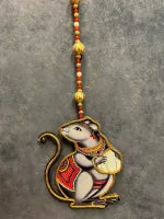 Mouse Wooden Cutout With Pearl and Bead String Pair