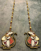 Mouse Wooden Cutout With Pearl and Bead String Pair