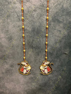 Mouse Wooden Cutout With Pearl and Bead String Pair