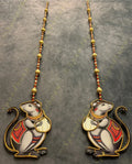 Mouse Wooden Cutout With Pearl and Bead String Pair