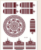 Reddish-Brown Temporary Tattoo Sticker for Women - Henna / Mehndi
