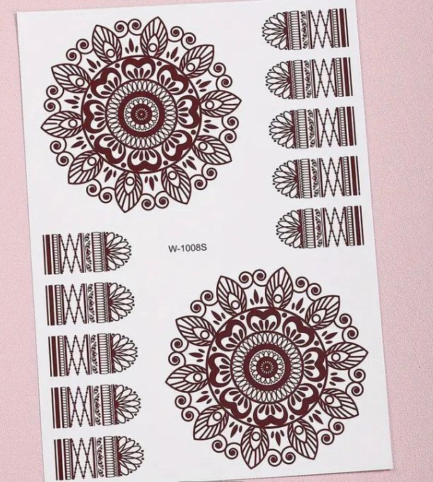 Reddish-Brown Temporary Tattoo Sticker for Women - Henna / Mehndi