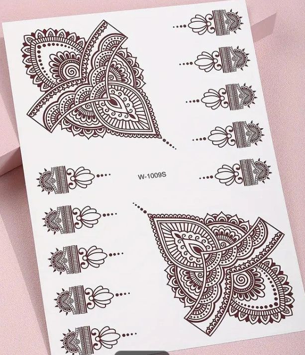 Reddish-Brown Temporary Tattoo Sticker for Women - Henna / Mehndi