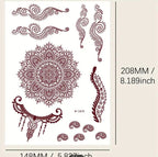 Reddish-Brown Temporary Tattoo Sticker for Women - Henna / Mehndi